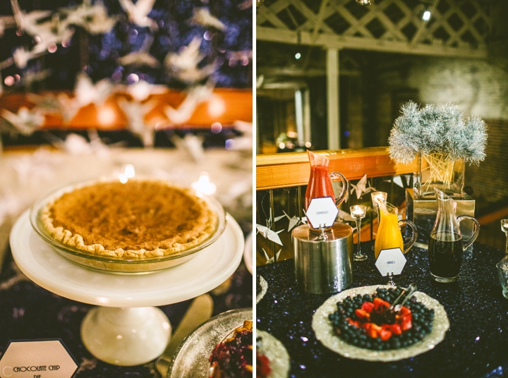 Pie table at wedding