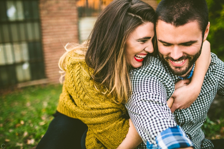 Husband and wife laughing