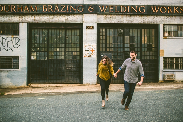 Couple running in Durham NC