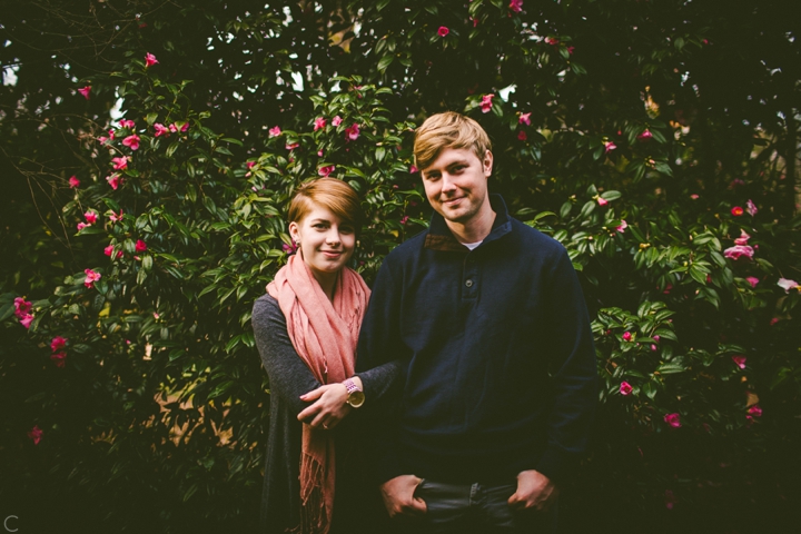 Girl in pink scarf at engagement session