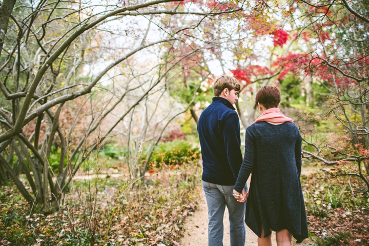 Couple holding hands and walking