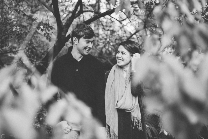 Black and white portrait of couple at session