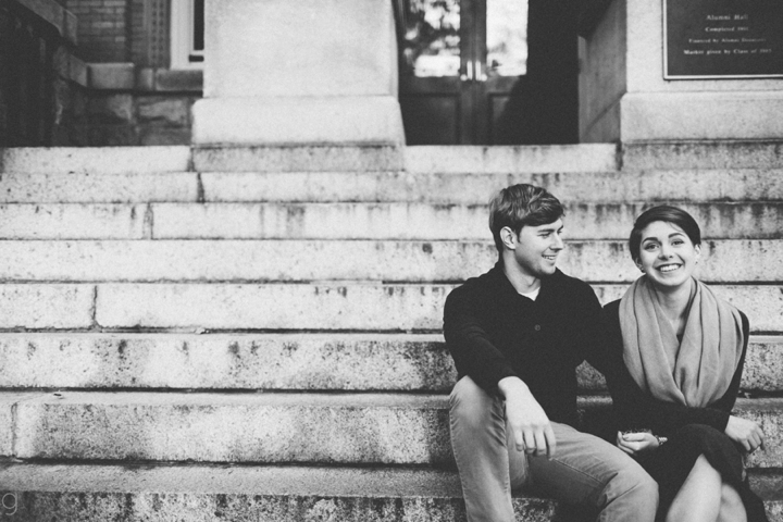 Couple sitting on stairs at UNC