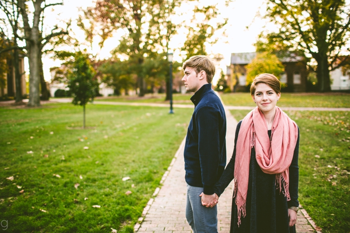 Couple standing on UNC campus