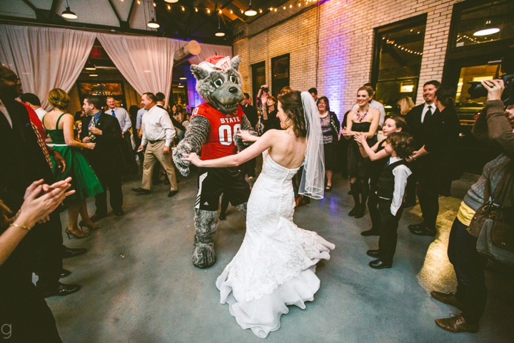 NC State Mascot at Wedding Reception