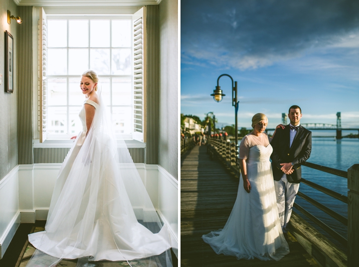 Couple standing on dock in Wilmington North Carolina