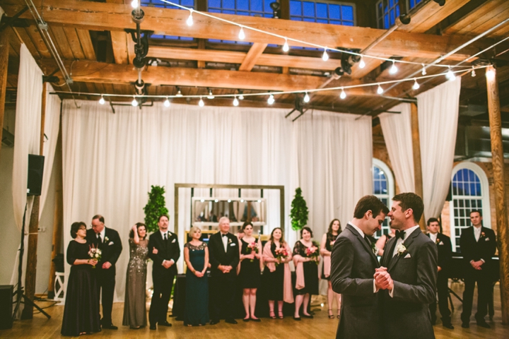 Same sex couple during first dance at wedding