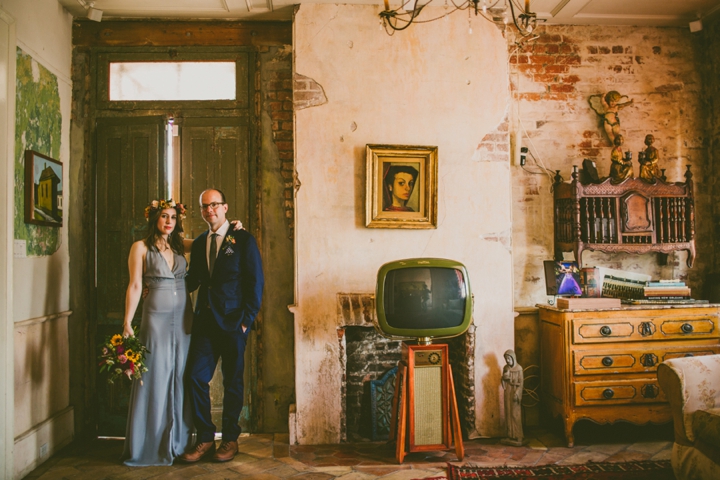 Couple standing for wedding photos in Race and Religious in New Orleans Louisana