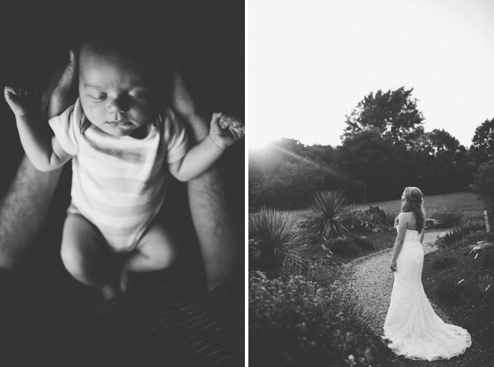 Black and white image of newborn