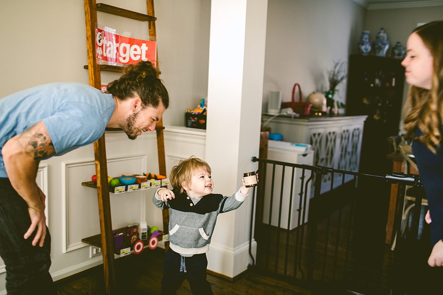 Kid smelling a candle