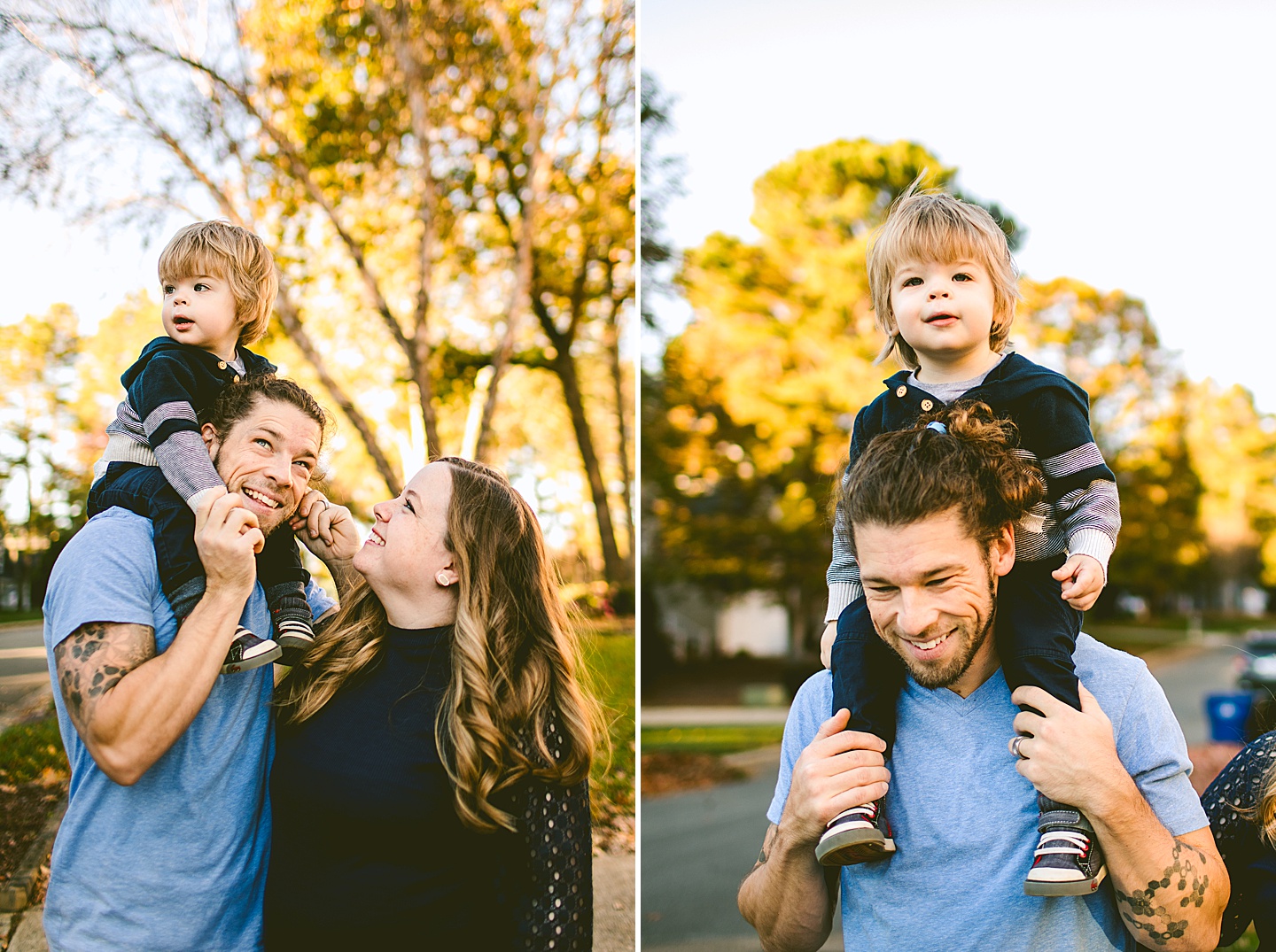 Kid sitting on Dad's shoulders