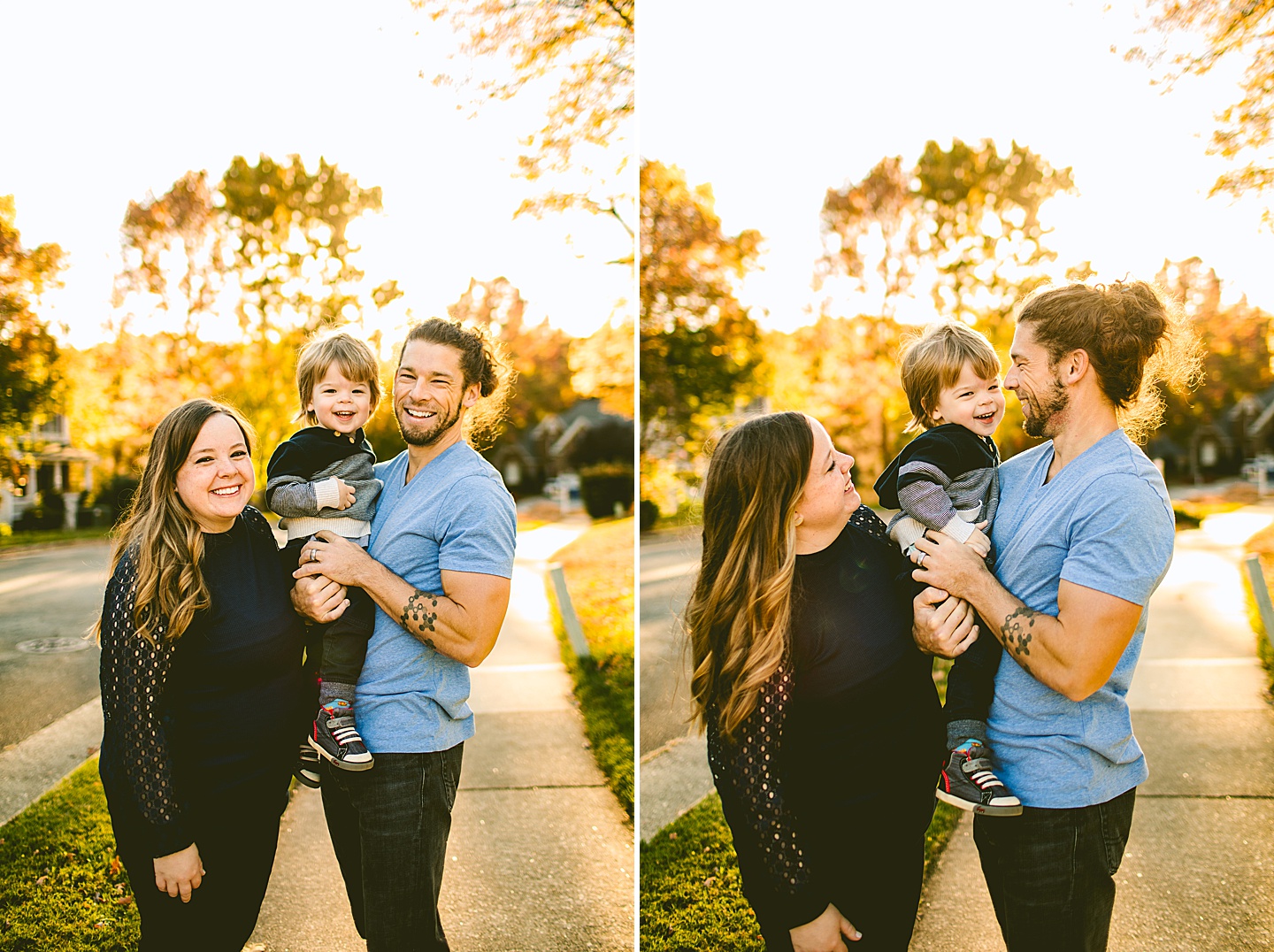 Family portraits outside in autumn