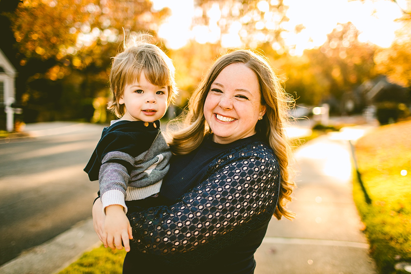 Family portraits outside in autumn