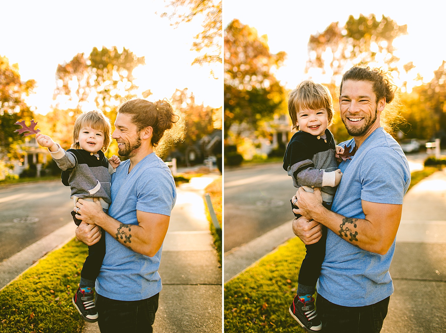 Family portraits outside in autumn