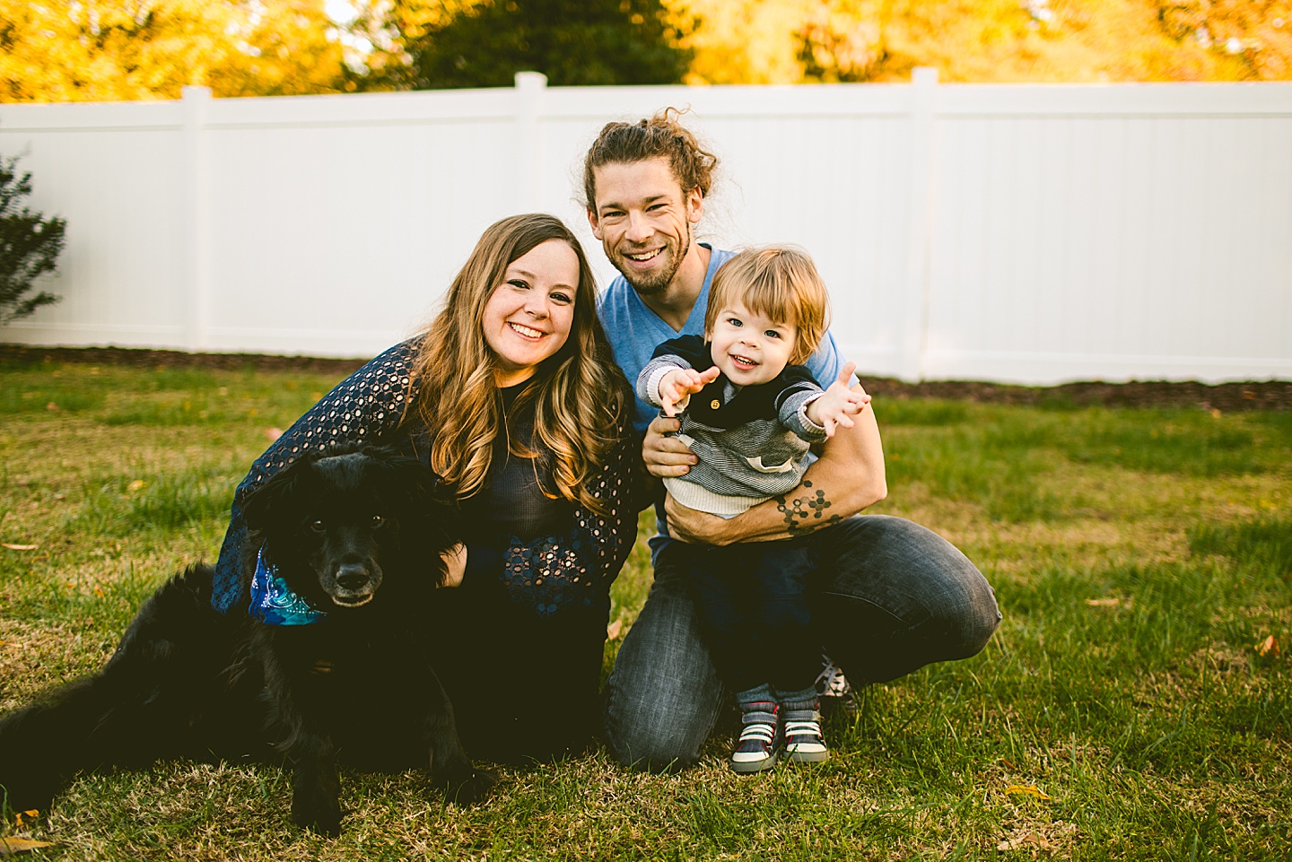 Family portrait in Raleigh with dog