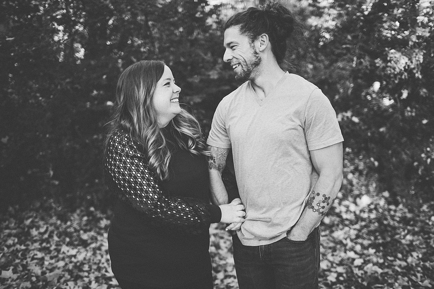 Black and white couple laughing