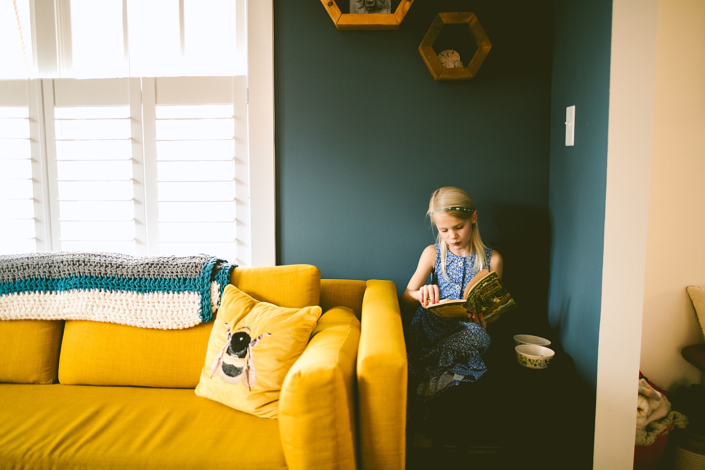 Girl reading chapter book