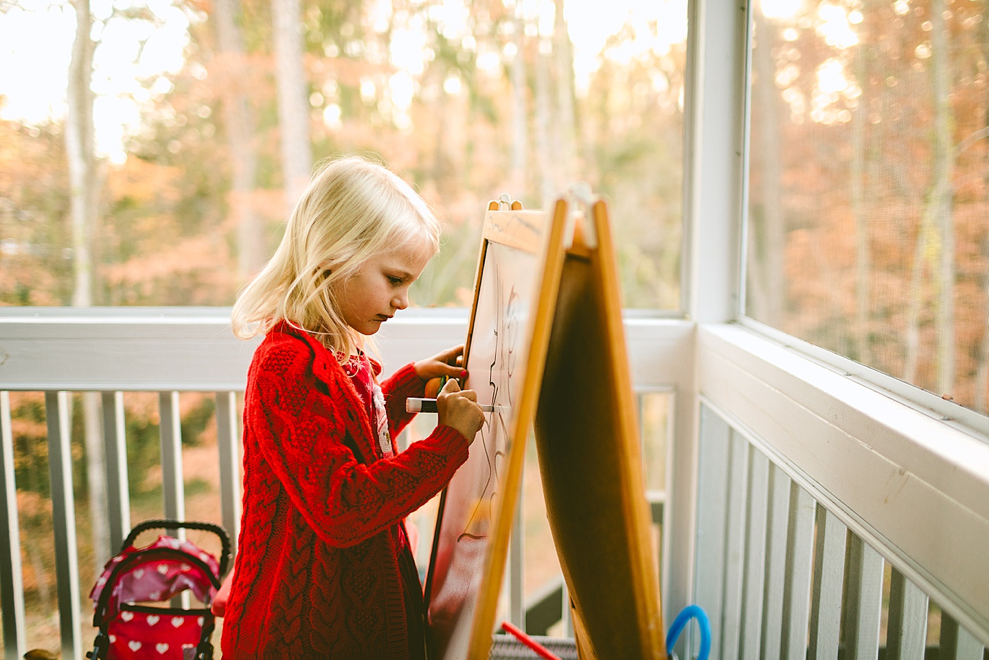 Girl working on marker board