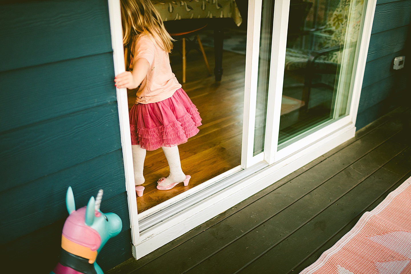 Little girl in play shoes