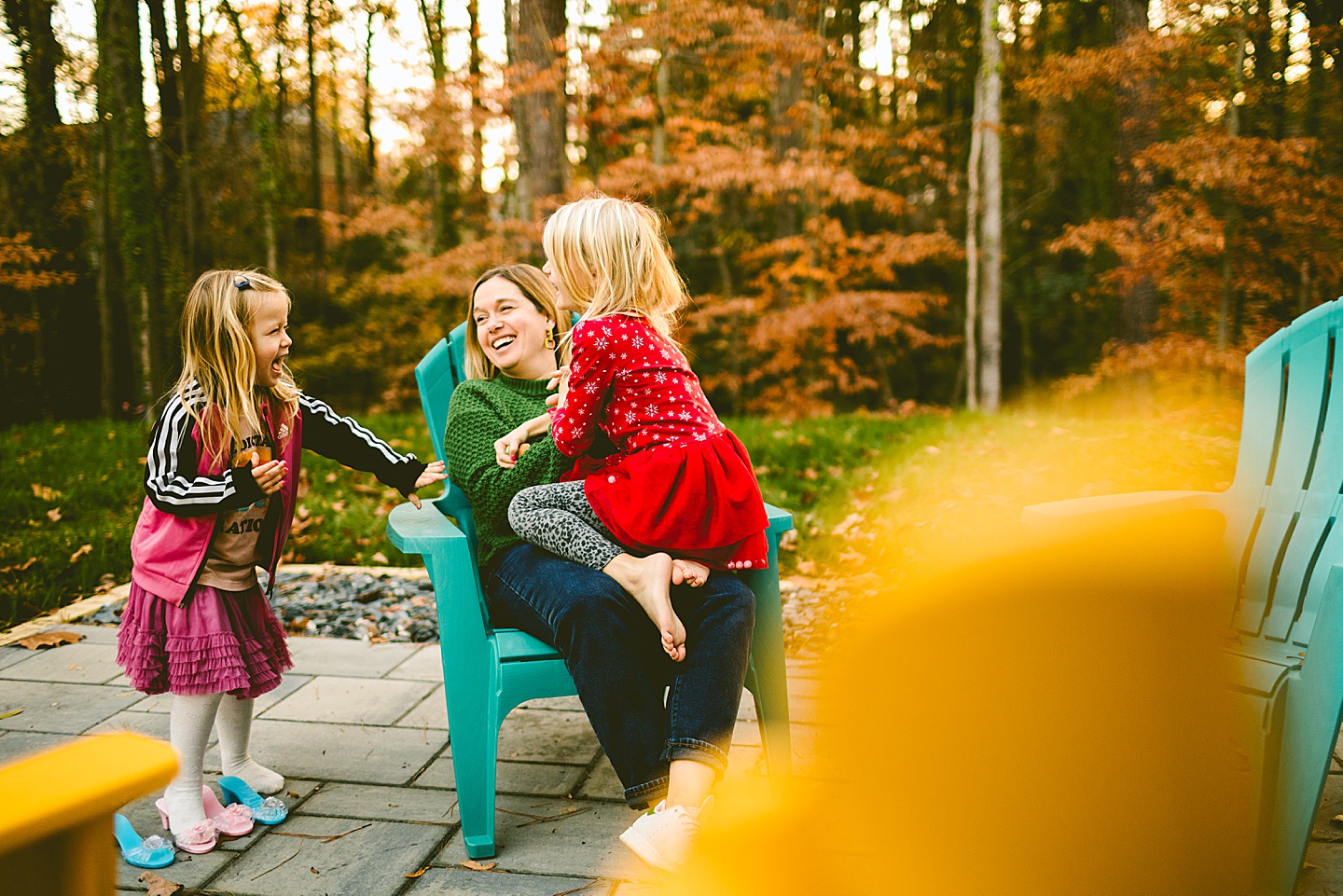 Kids playing on a patio