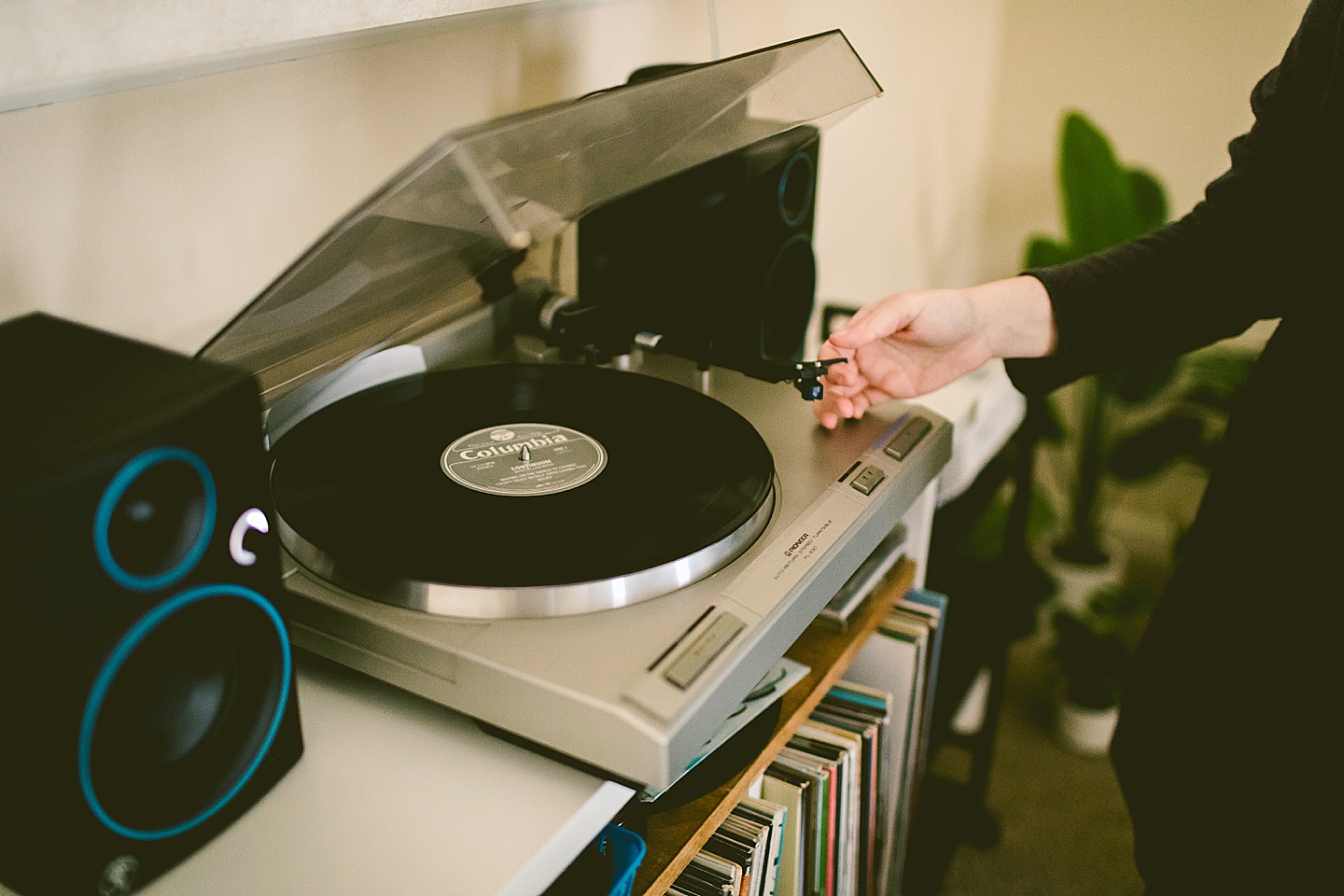 Putting a vinyl record on a player