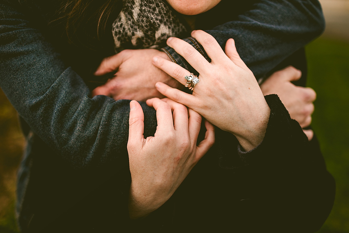 Close up of couple's wedding ring