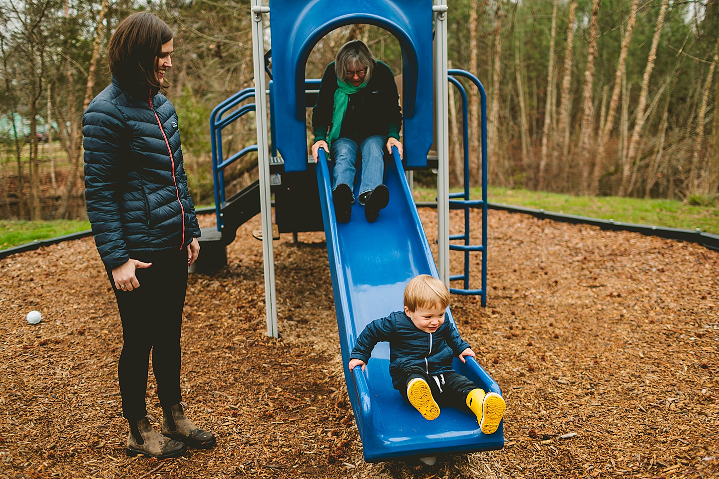 Little kid playing at playground