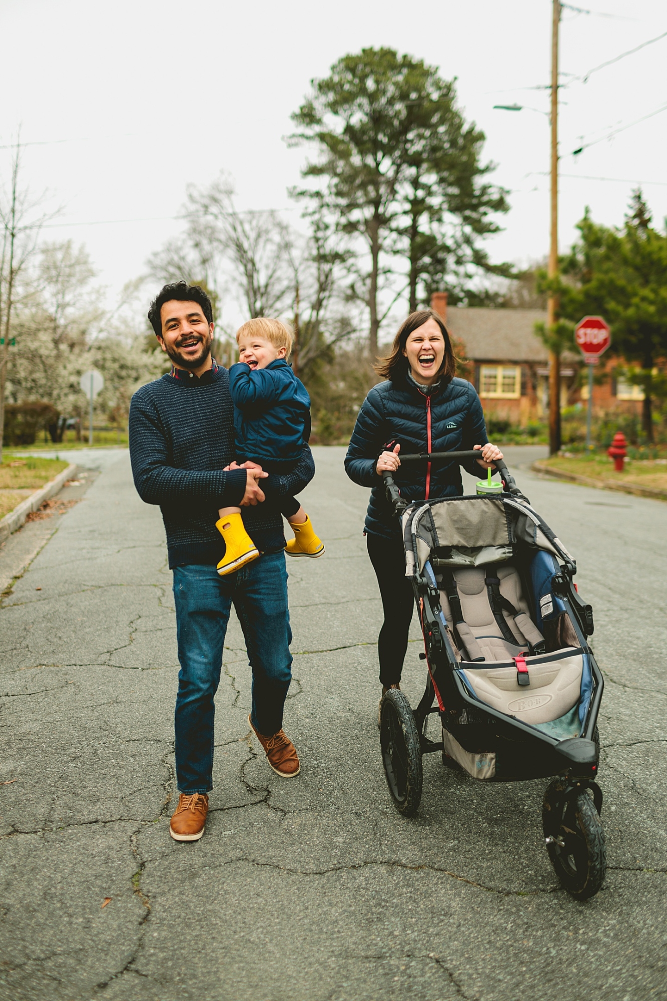 Family walking in North Durham NC