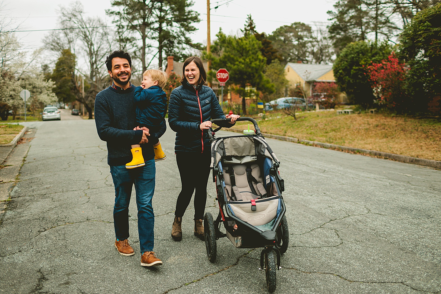 North Durham family photographer walking outside