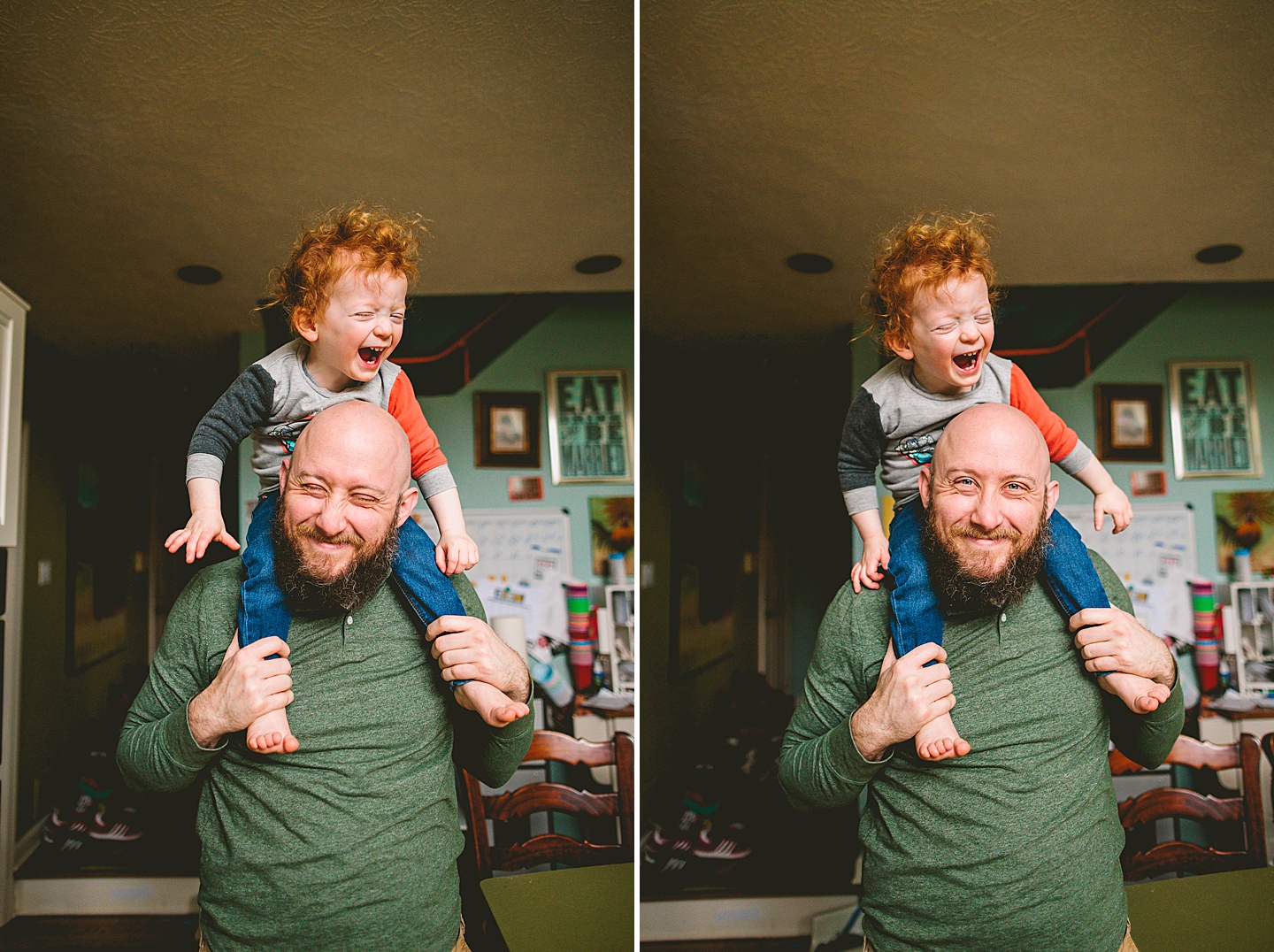 Kid laughing with his dad