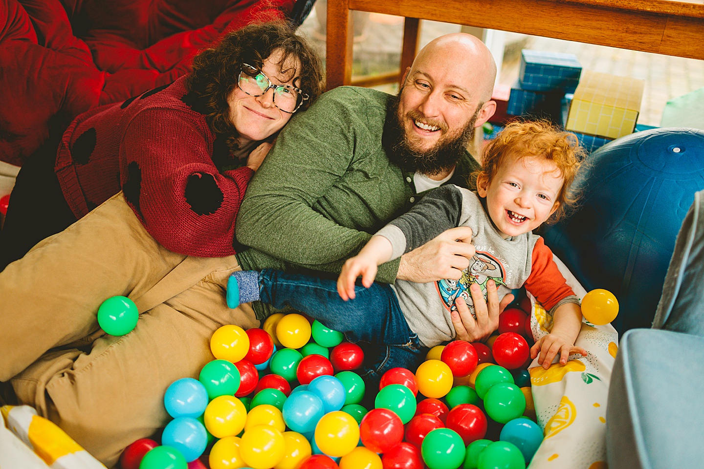 Toddler playing in ballpit