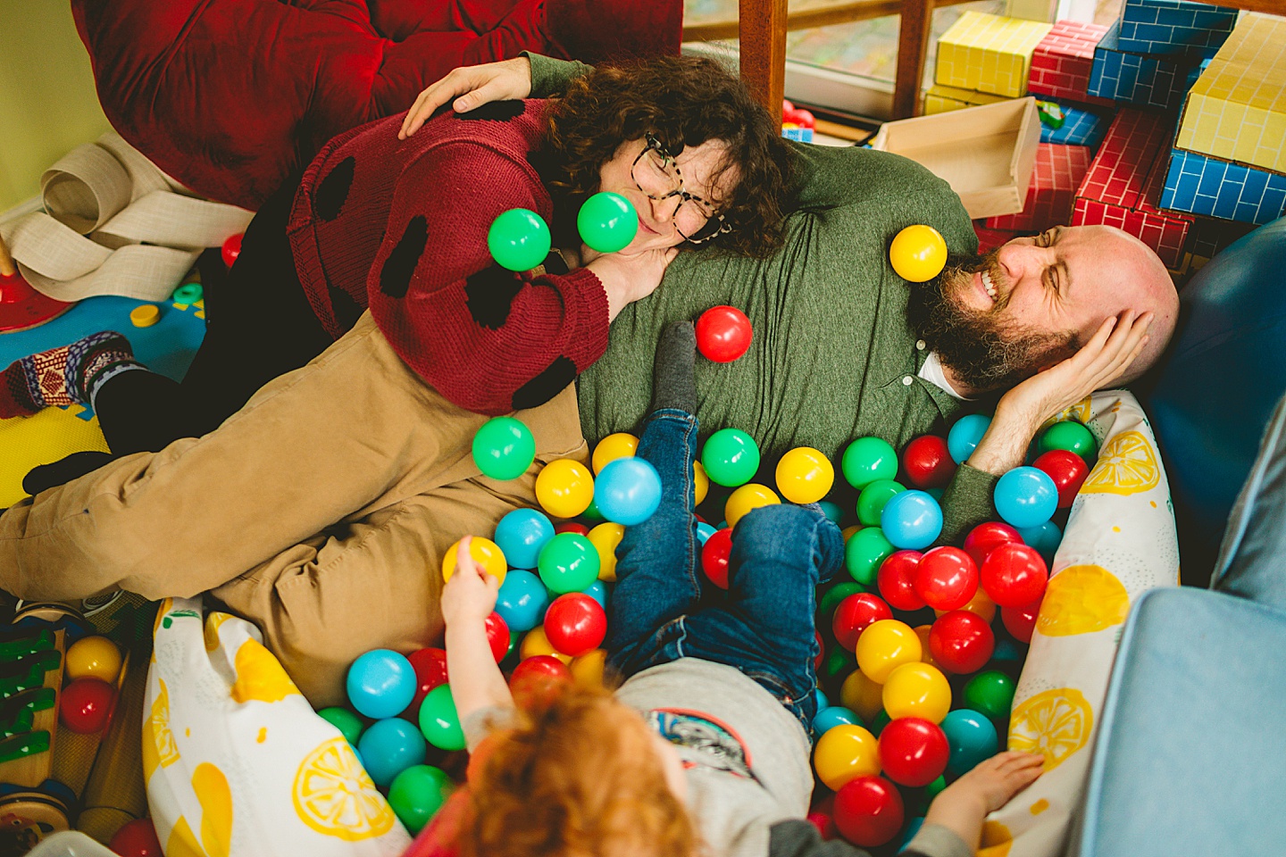 Toddler playing in ballpit