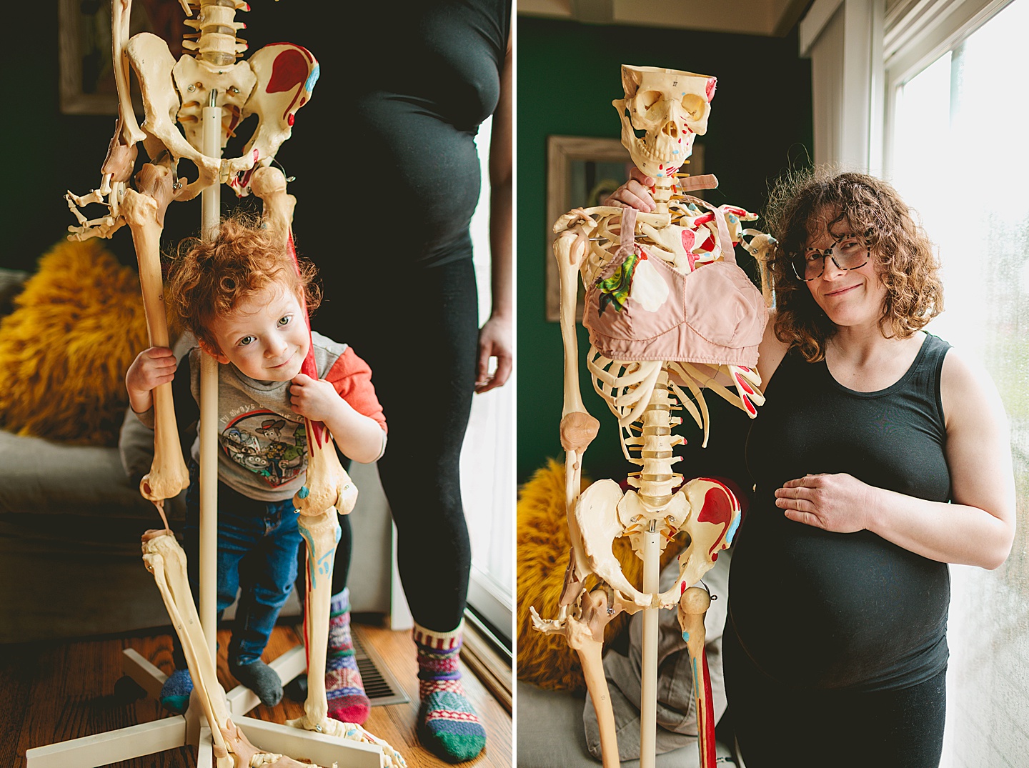 8 month maternity photo with skeleton