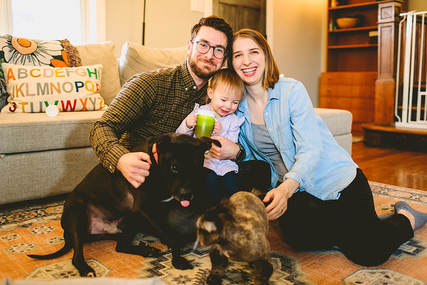 family portrait with pets