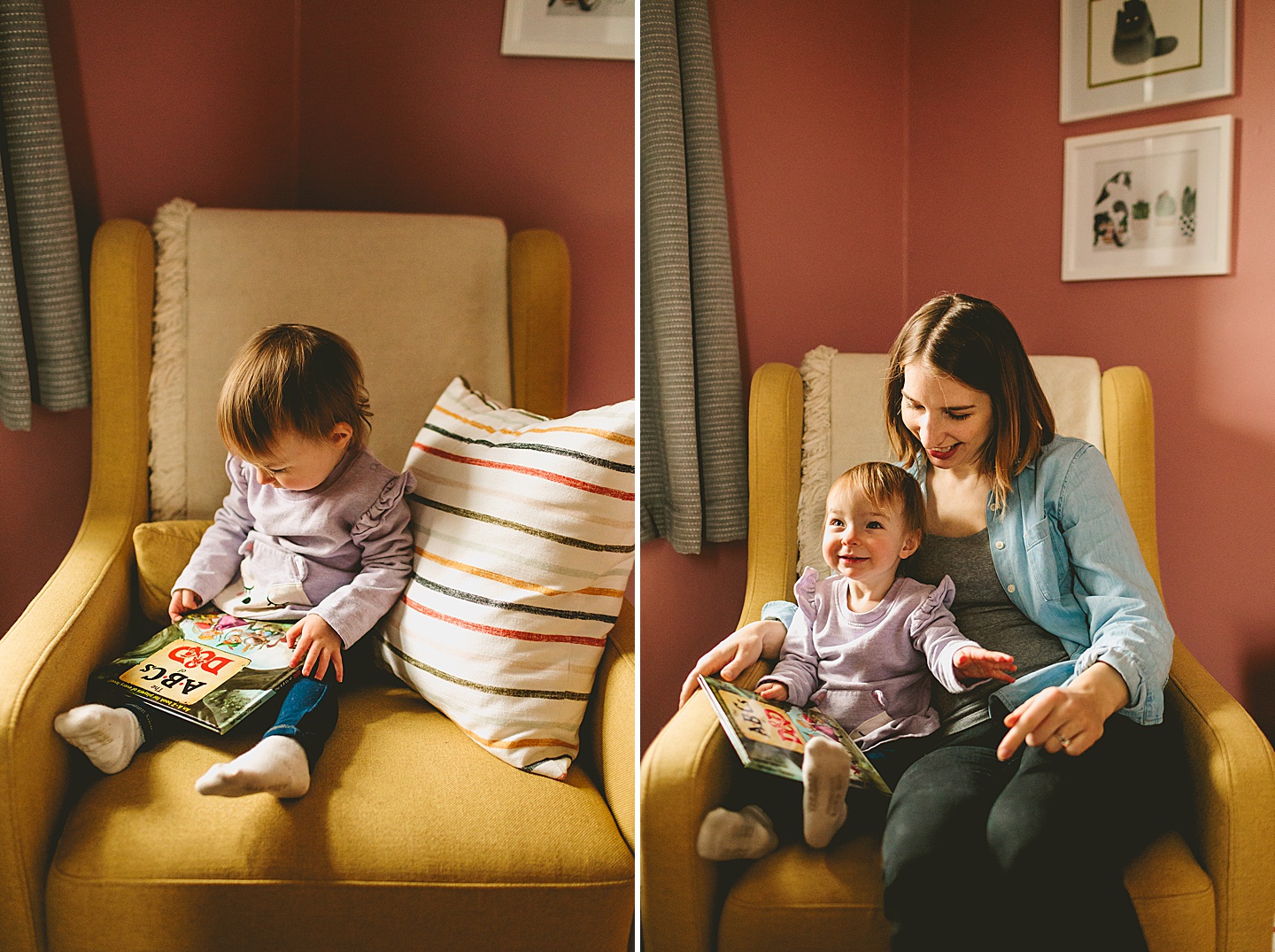 mom reading a book to her daughter
