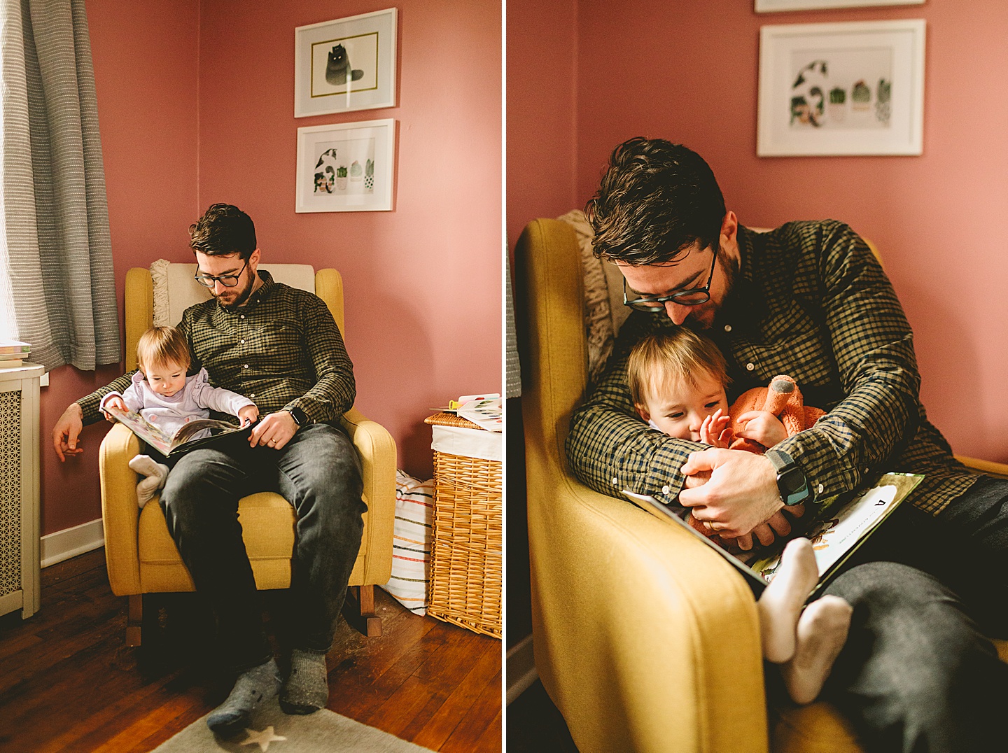 dad reading a book to his daughter