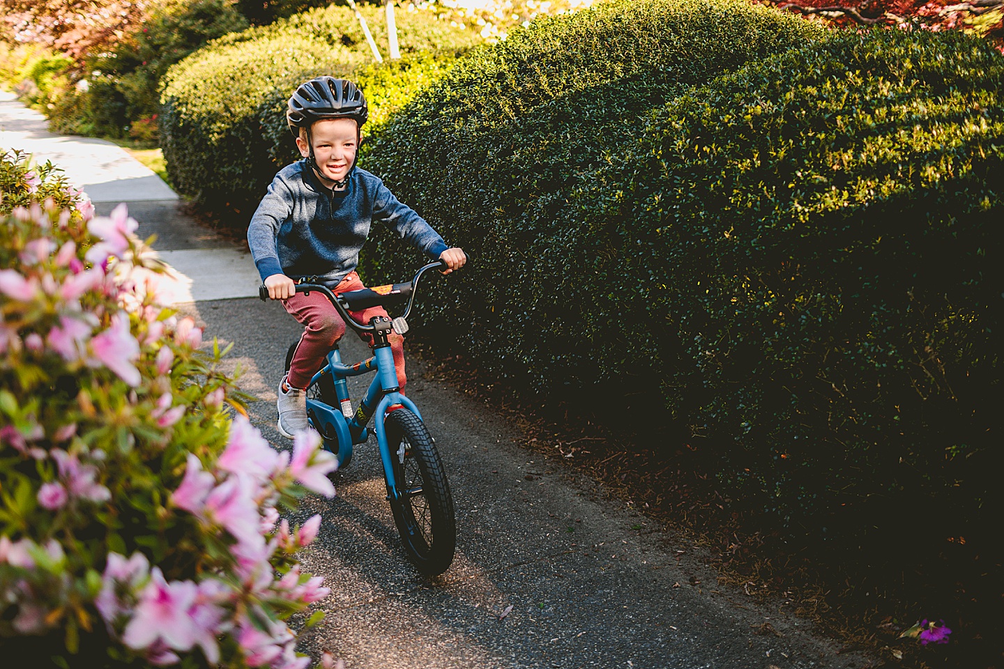 Boy riding his bike