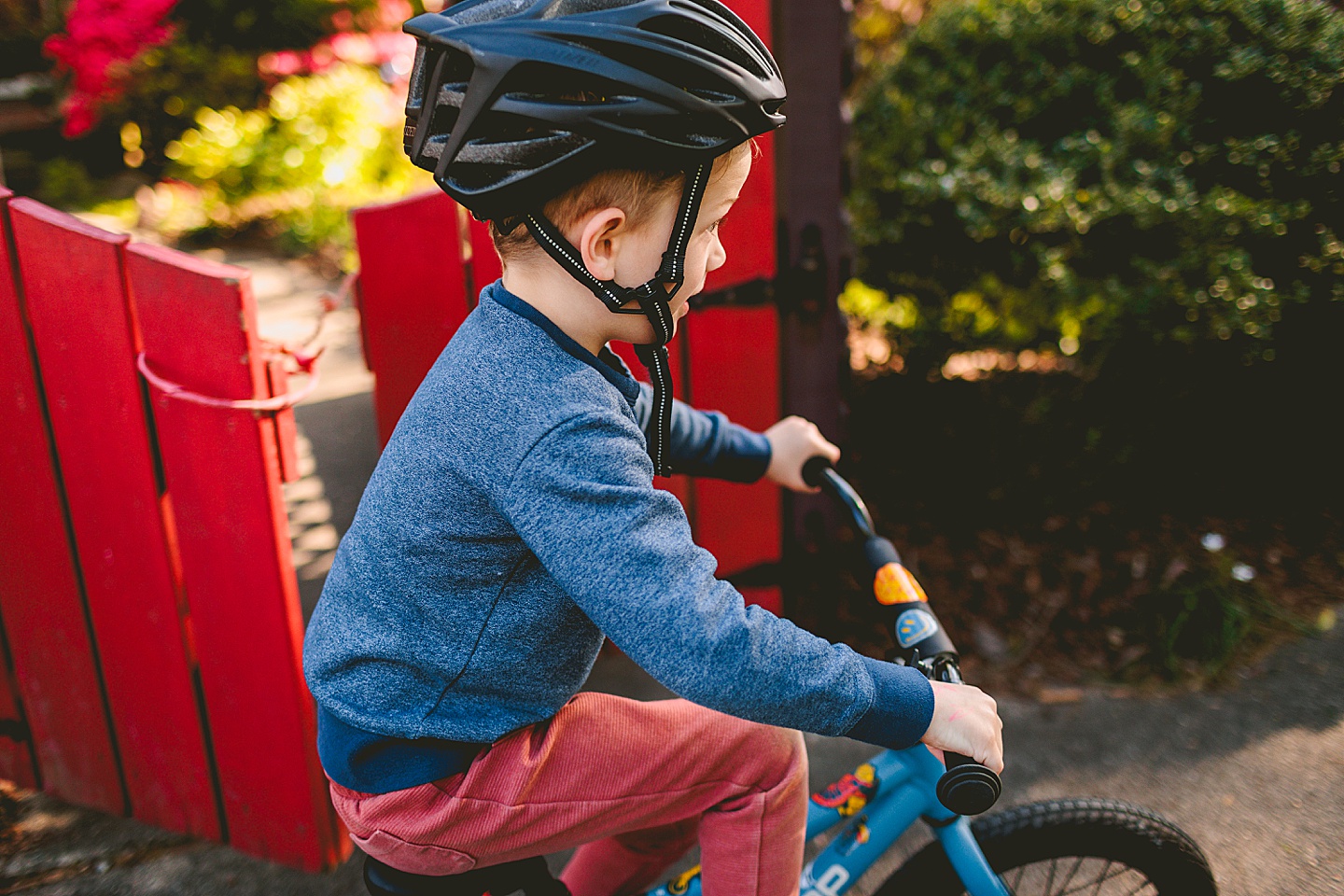 Boy riding his bike