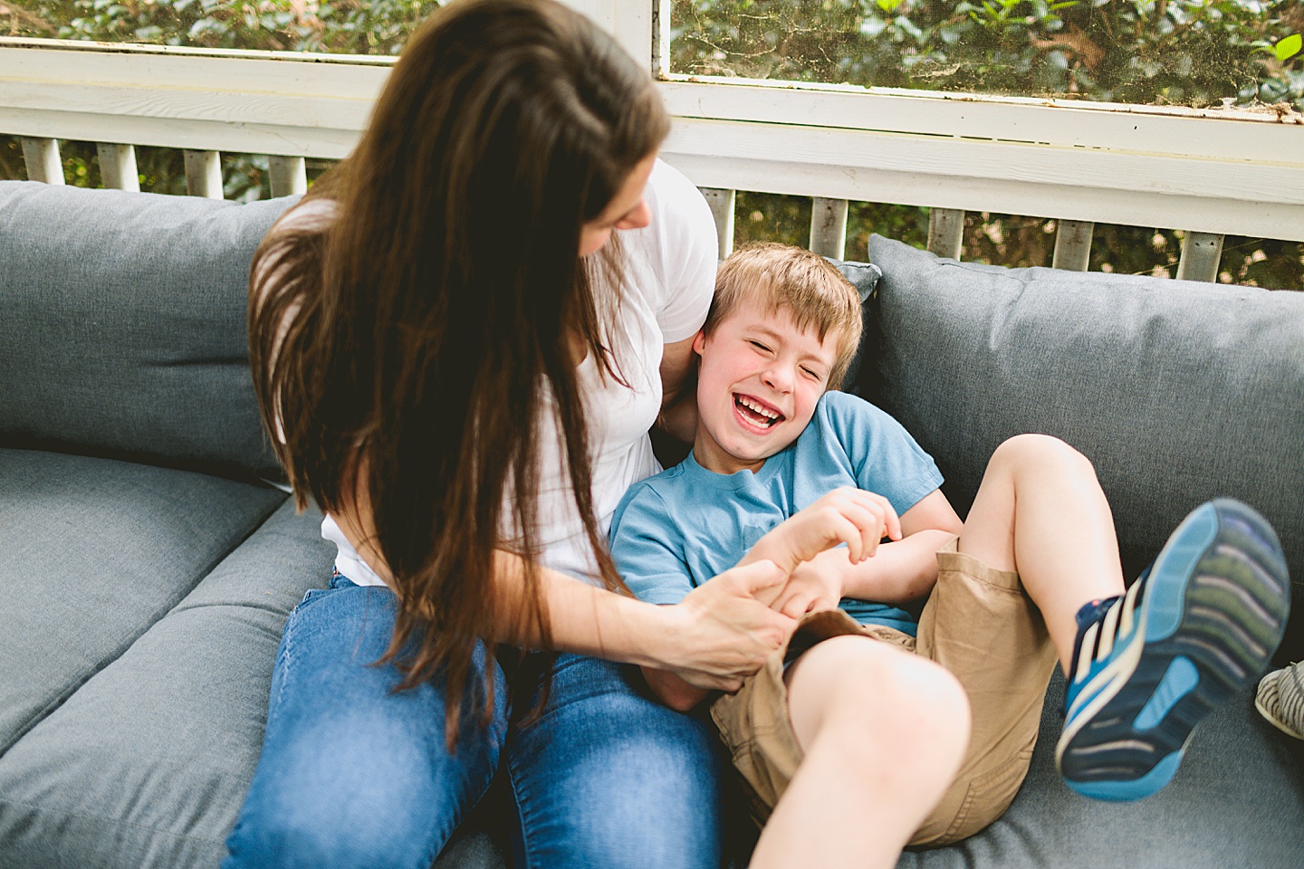 Mother and son candid photography