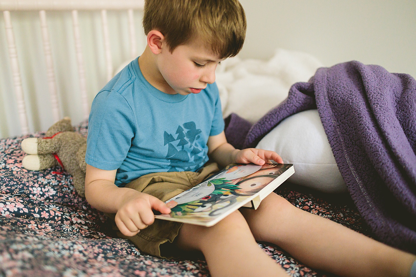 Boy reading a book