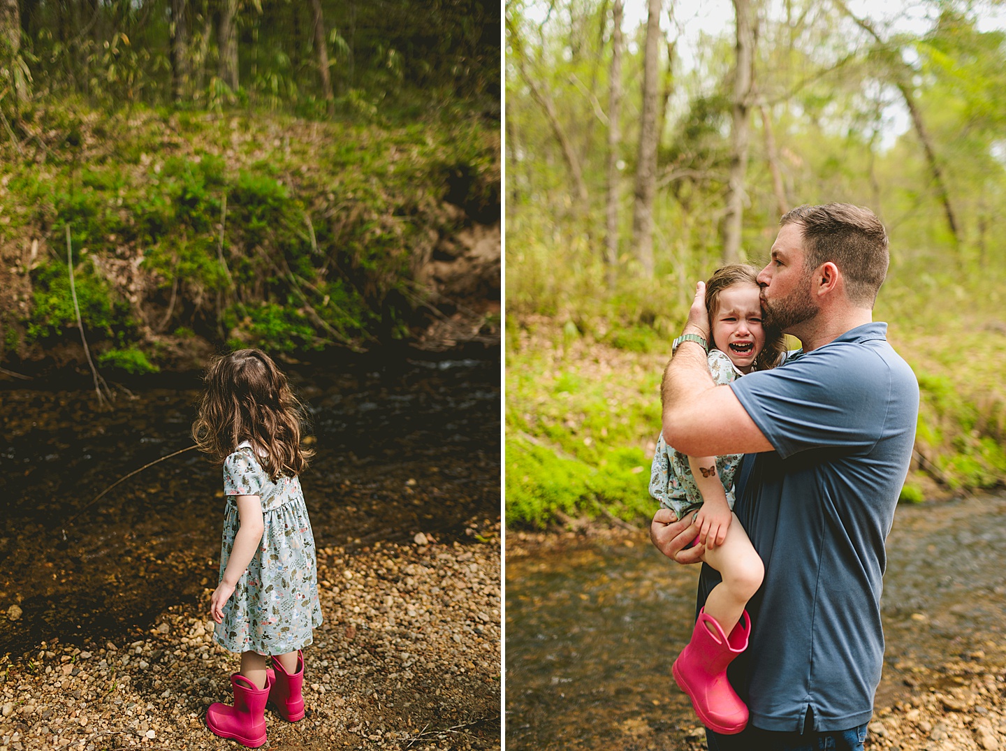 Father holding daughter while she cries