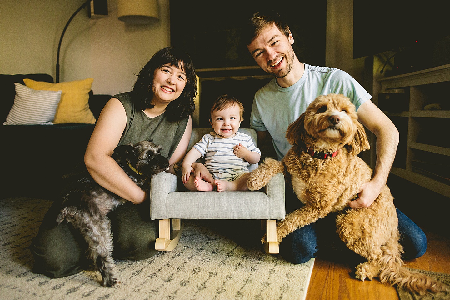 Family portrait with one year old baby