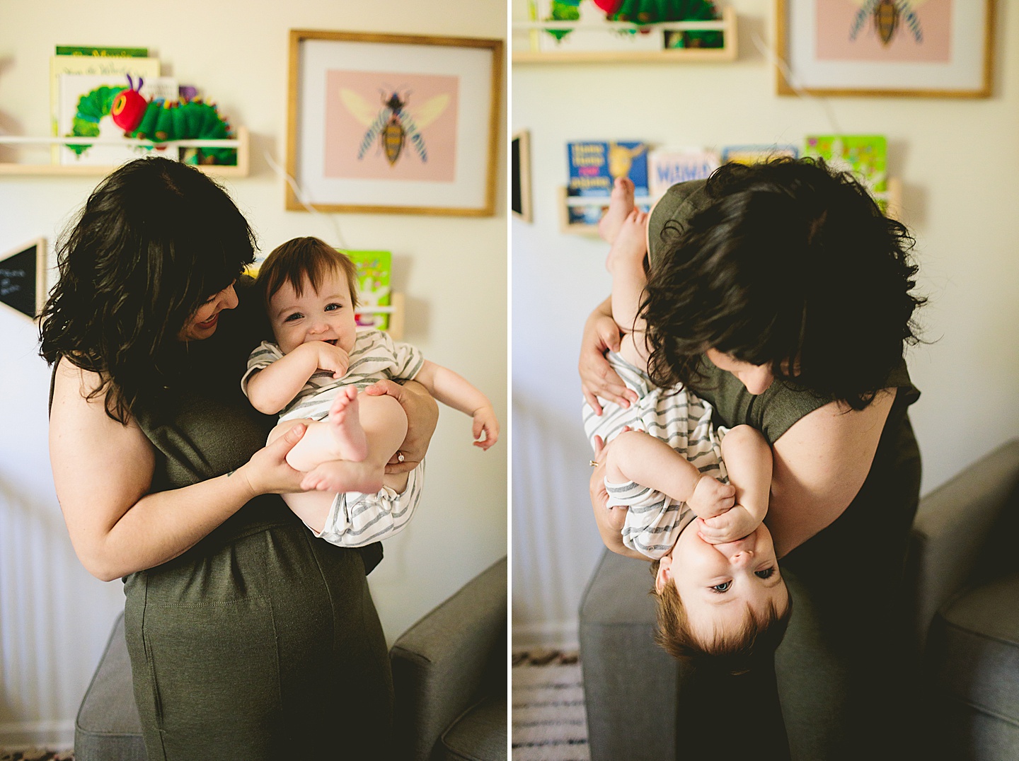 Mom making baby laugh