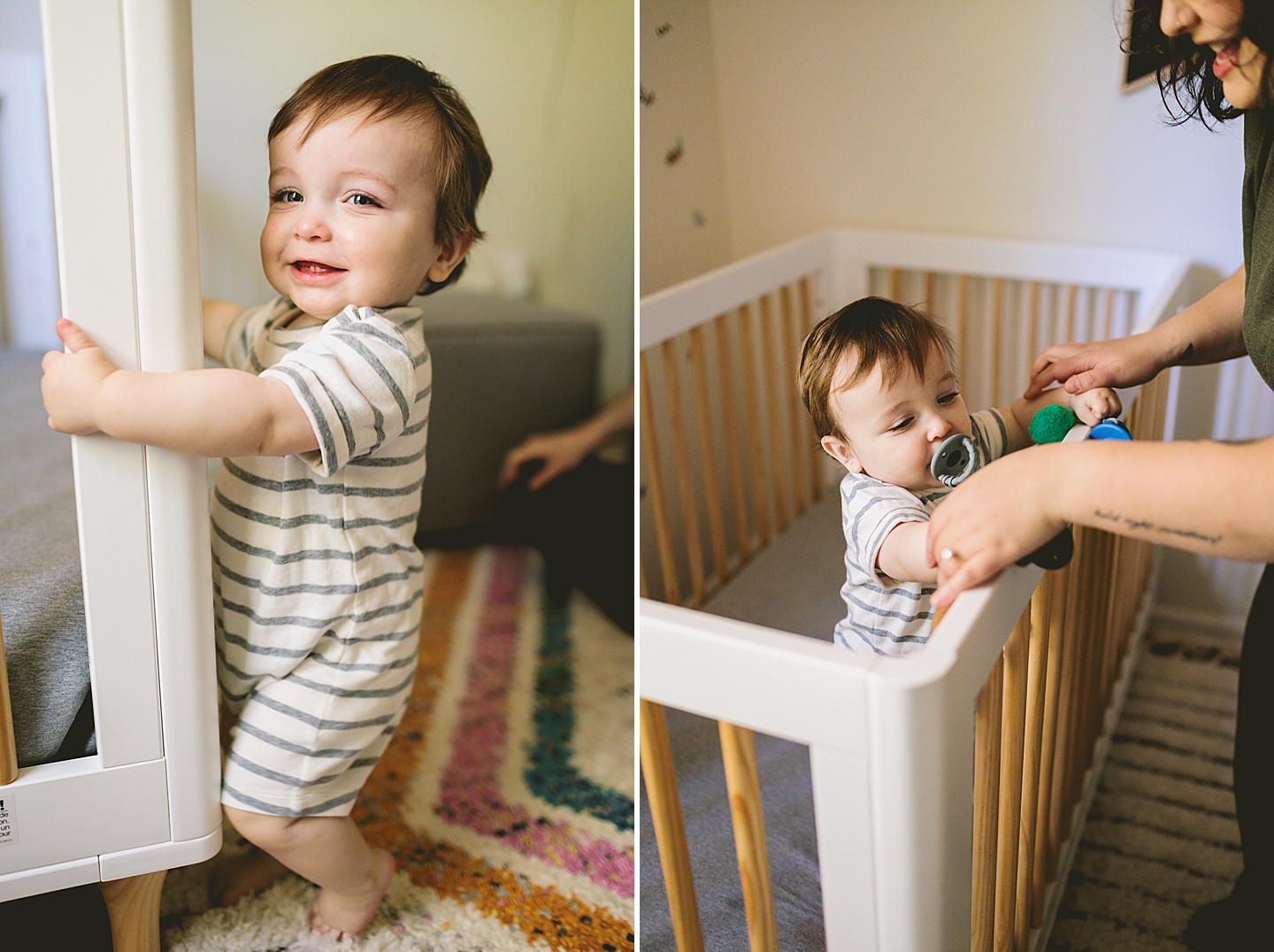 Baby standing on crib