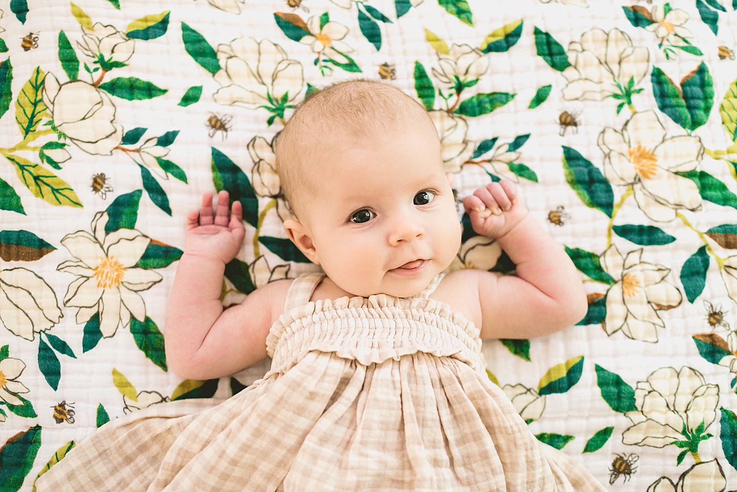 Smiling 3 month old baby