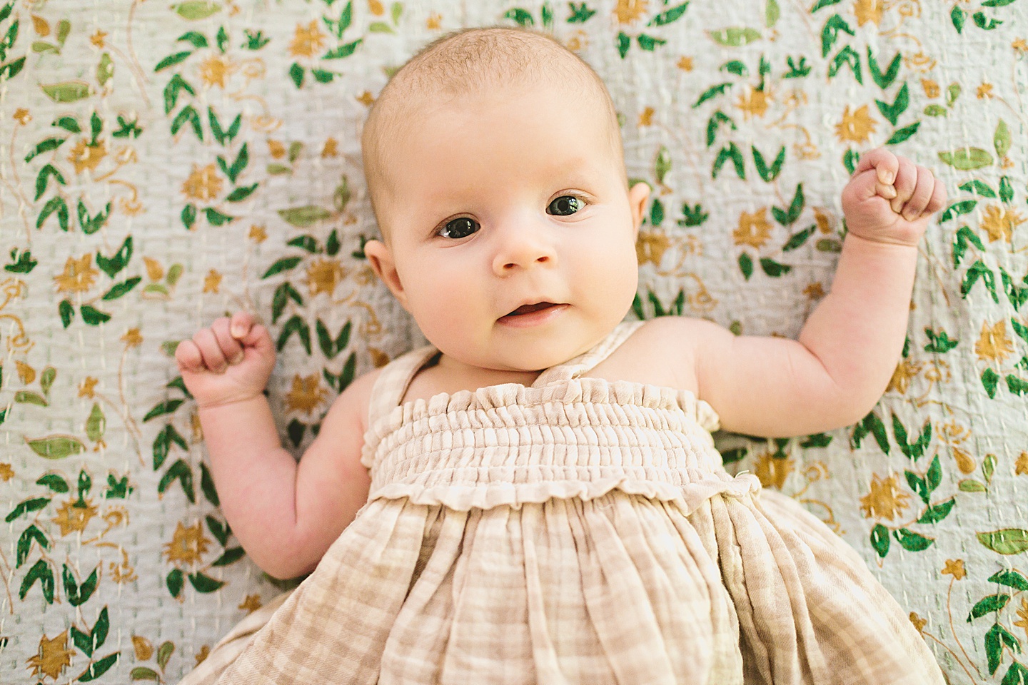 Smiling 3 month old baby