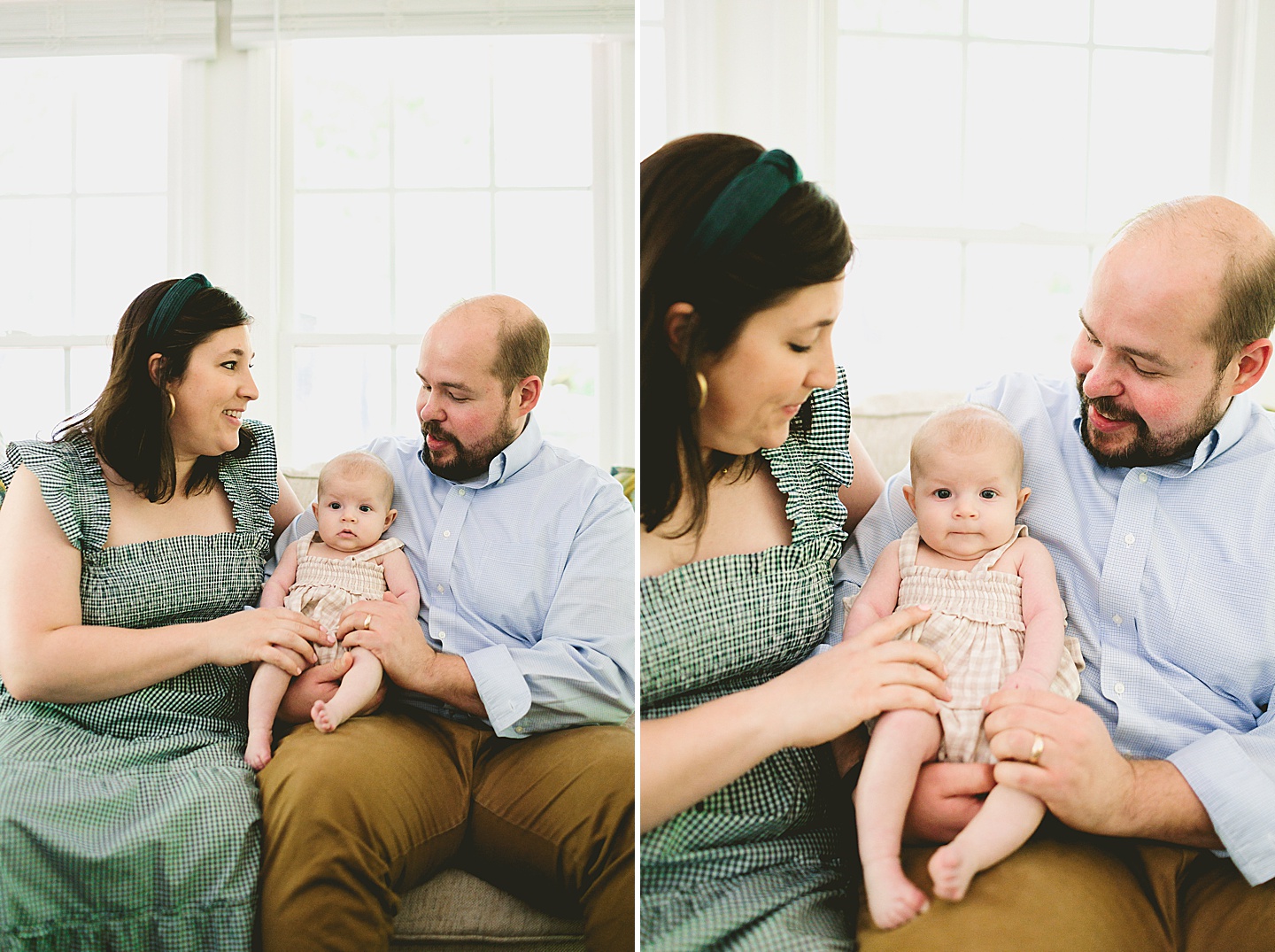 Parents holding baby during newborn photos in Chapel Hill