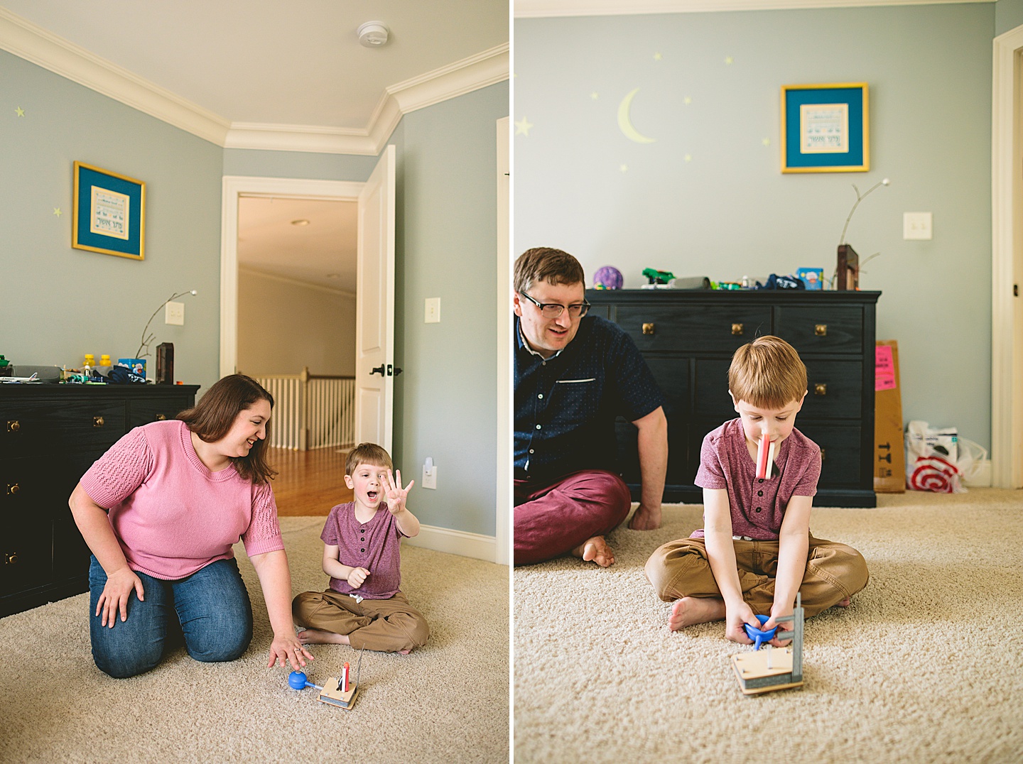 Kid playing with rocket toy