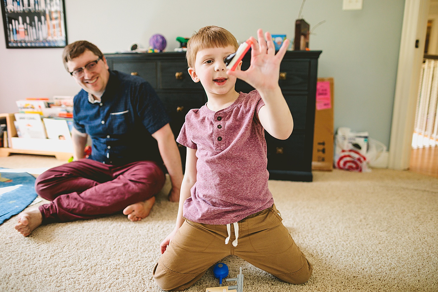 Kid playing with rocket toy