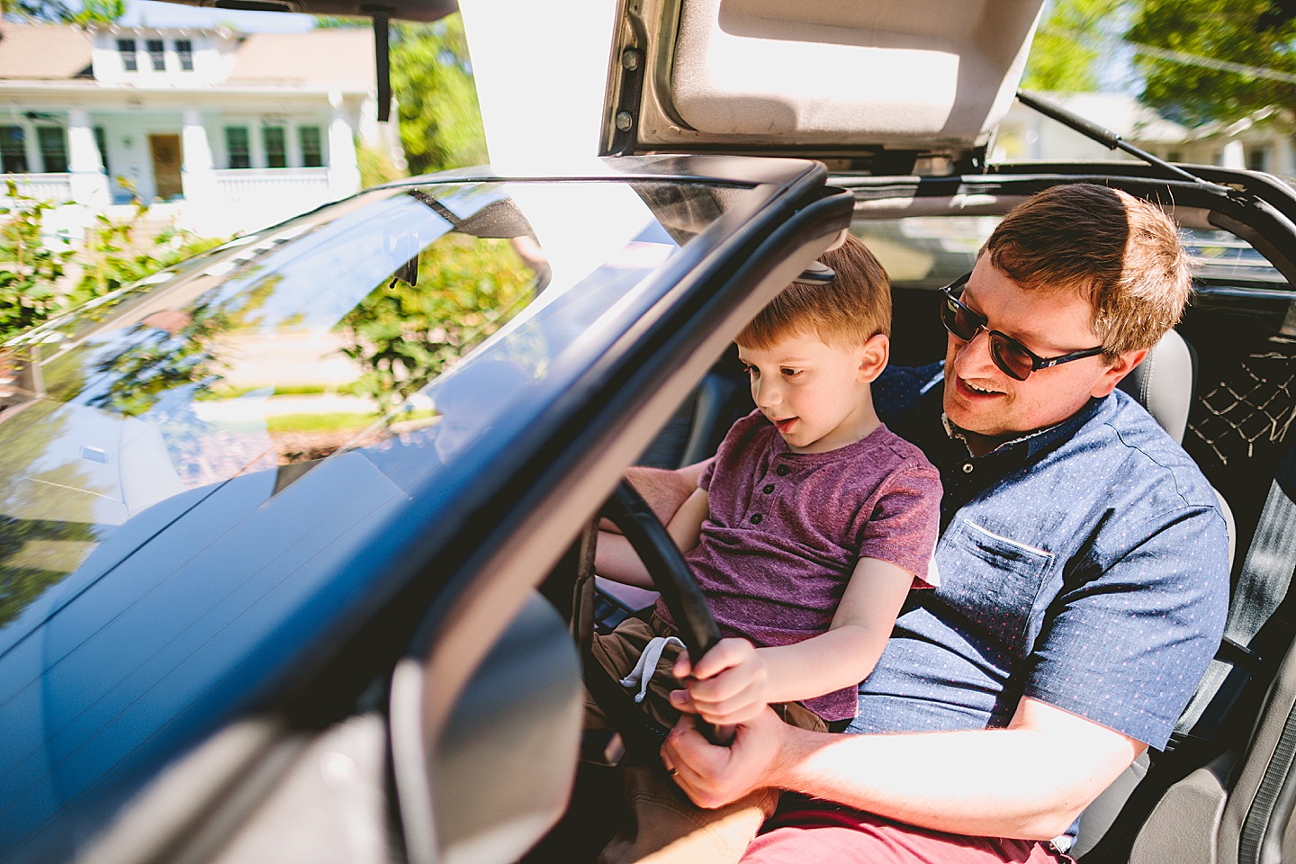 Family pictures with a DeLorean in Raleigh